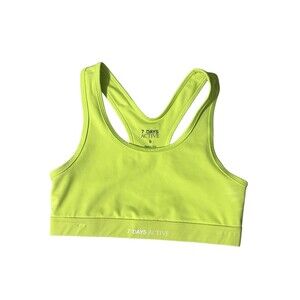 7 Days Active Neon Yellow Racerback Sports Bra Size Small